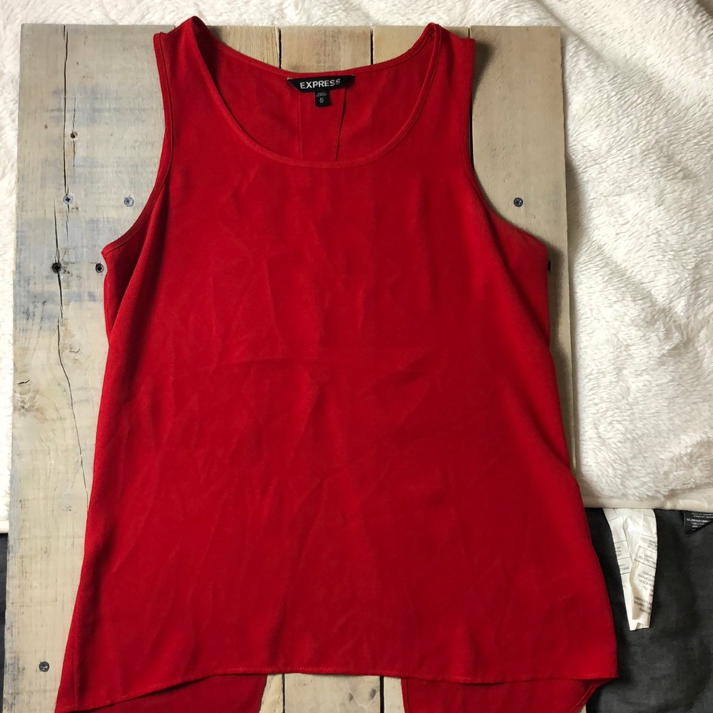 Express red open back silk top